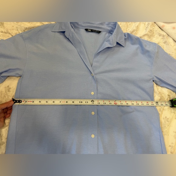 NWOT Zara Sky Blue Casual Button Down Shirt - Picture 5 of 13